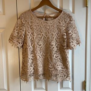 Adiva Crochet Tan/Beige Top Size Large - beautiful!